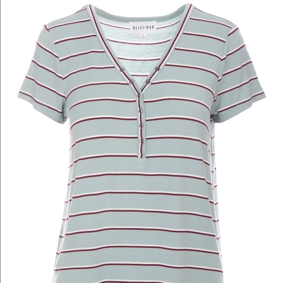Striped half button v-neck t-shirt - Picture 1 of 6